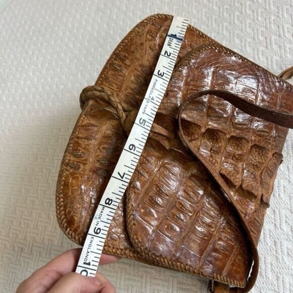 Vintage 80s Hornback Alligator Crocodile Leather Handbag Purse Tassel Western - Picture 8 of 15
